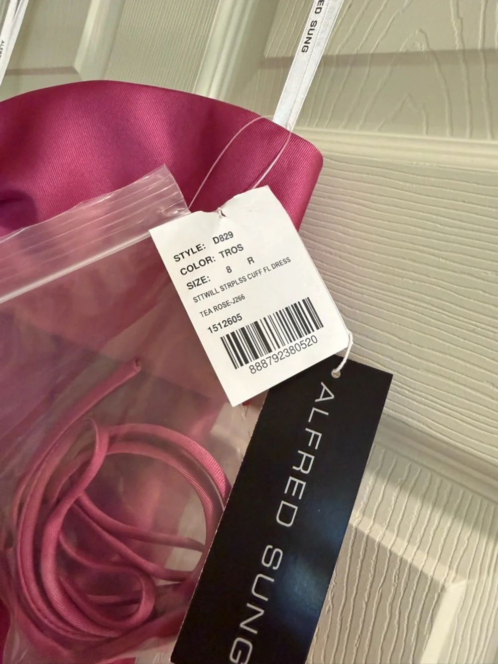 ALFRED SUNG TRUMPET GOWN
BOW CUFF STRAPLESS PRINCESS WAIST 
VIVID TEA ROSE - Picture 2 of 5